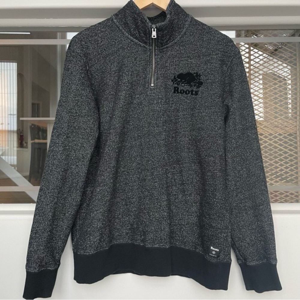ROOTS Organic Original Half Zip Stein Black Pepper